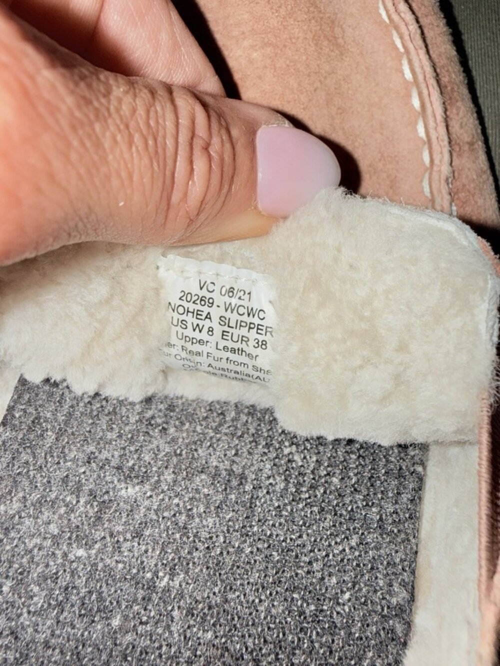 Olukai Nohea Slipper Womens 8 Pink Suede Shearling Lined Moccasin 20269-WCWC - Picture 10 of 10